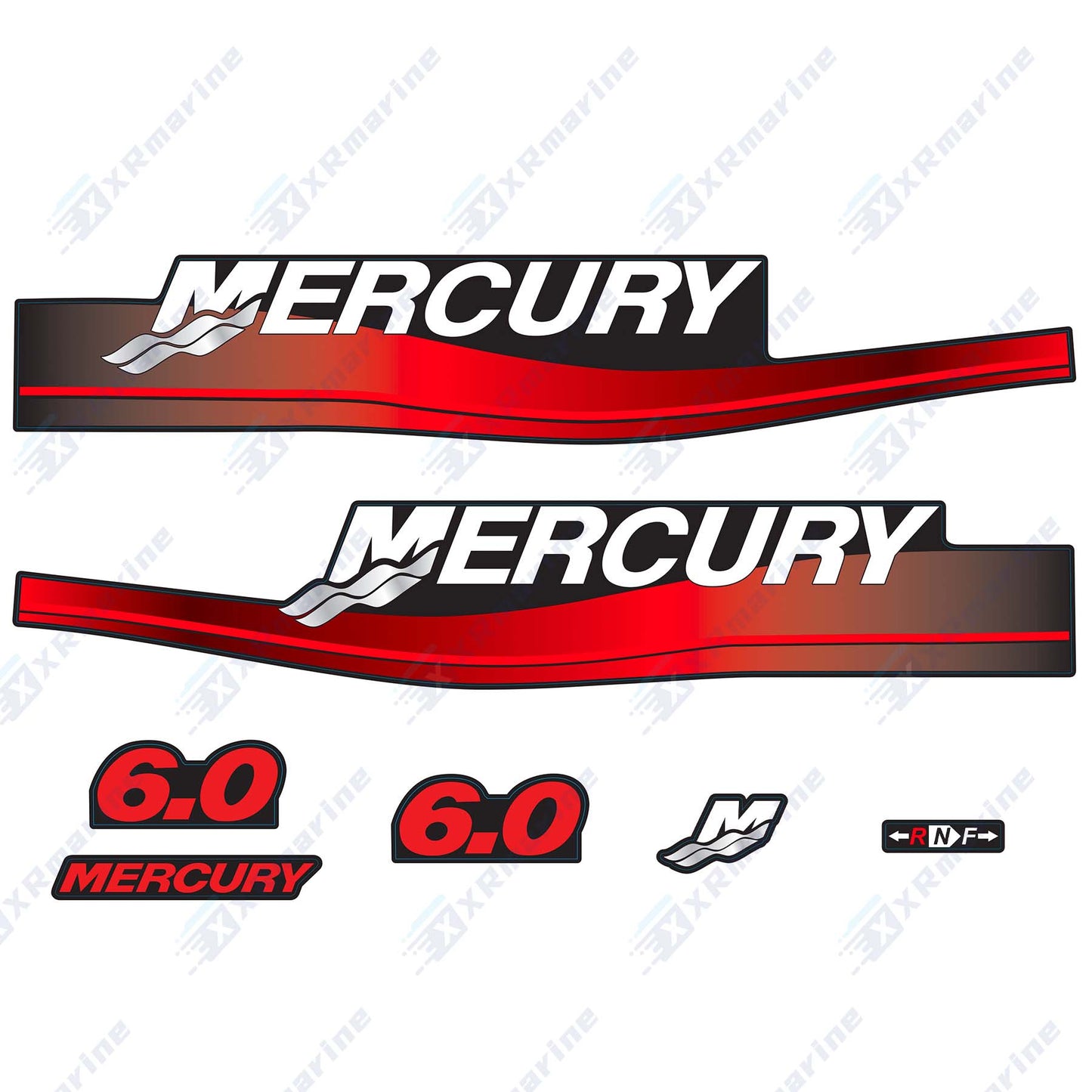 Decals for Mercury 6 HP Two Stroke 1999-2006 Year Outboard Engine Red Decal Kit Sticker Set Reproduction 6hp 2 Stroke 808522A00